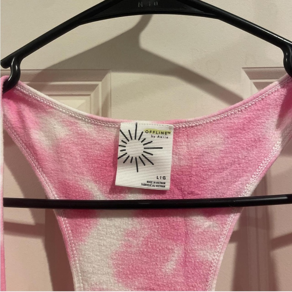 Aerie Pink and White Tie-Dye Tank Top